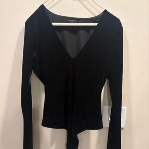 Good American velvet V-Neck Body suit